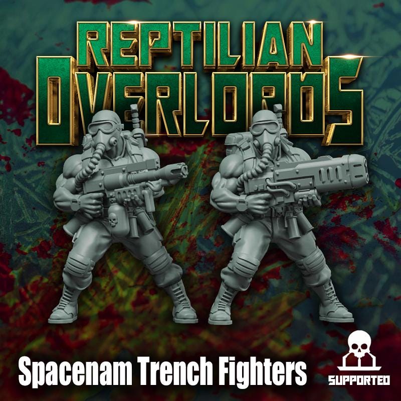 Spacenam Trench Fighters, Sci-Fi Wargames Miniatures by Reptilian Overlords, Space Guard Infantry