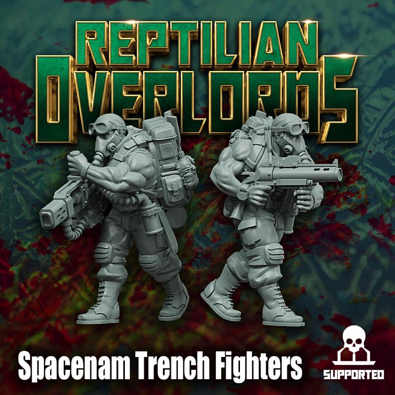 Spacenam Trench Fighters, Sci-Fi Wargames Miniatures by Reptilian Overlords, Space Guard Infantry