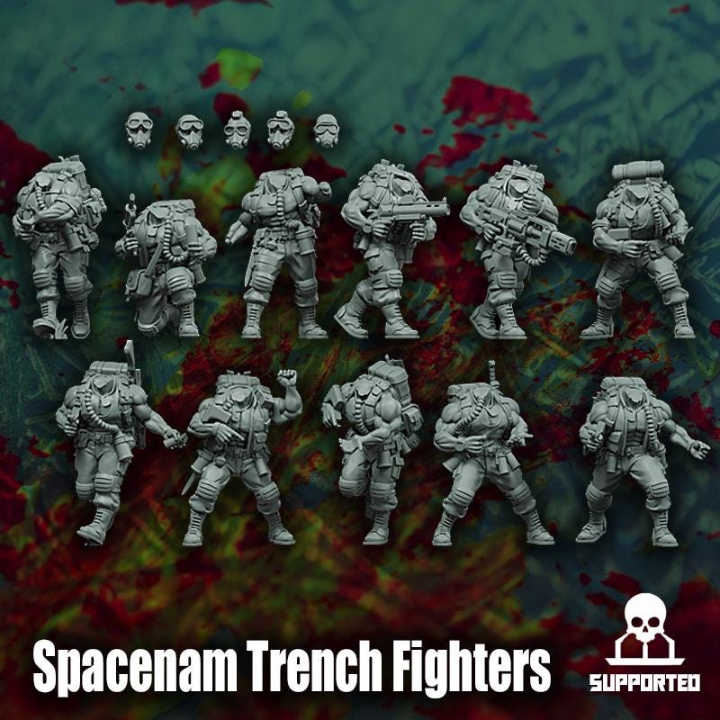 Spacenam Trench Fighters, Sci-Fi Wargames Miniatures by Reptilian Overlords, Space Guard Infantry
