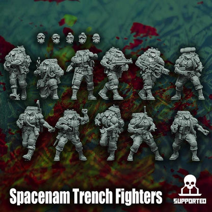 Spacenam Trench Fighters, Sci-Fi Wargames Miniatures by Reptilian Overlords, Space Guard Infantry