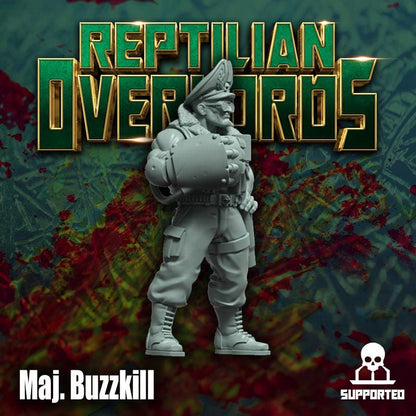 Maj. Buzzkill, Spacenam Officer, Sci-Fi Wargames Miniatures by Reptilian Overlords, Space Guard