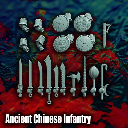 Ancient Chinese Infantry, Fantasy Miniatures by Reptilian Overlords, perfect for Fantasy Wargames