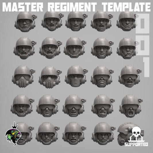 Master Regiment Head set, Modular Miniatures by Reptilian Overlords, Praetorian Conversion Bits for Sci-Fi games