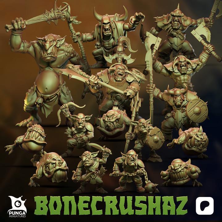 the Bonecrushaz warband by Punga Miniatures - Wargame Scale 3D Printed Miniature