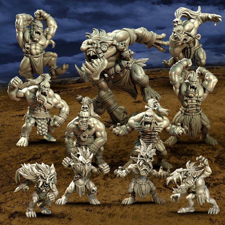 Savage Orcs by Punga Miniatures - Wargame Scale 3D Printed Miniature - Black Orcs