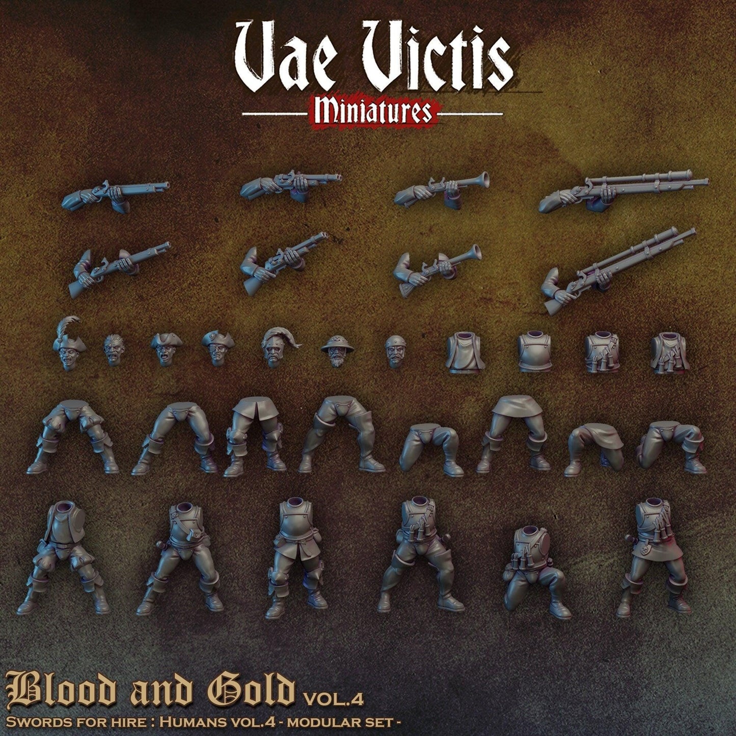 Modular Mercenary Handgunner Miniatures, Vae Victis Fantasy Wargames