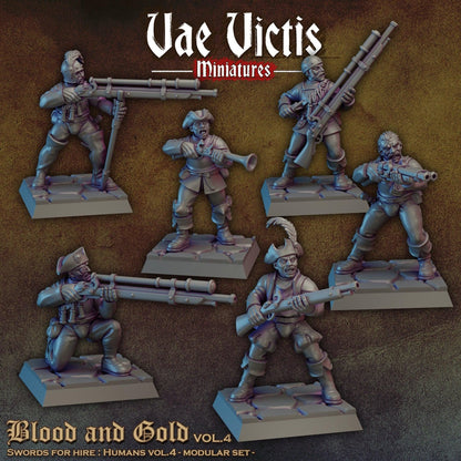 Modular Mercenary Handgunner Miniatures, Vae Victis Fantasy Wargames