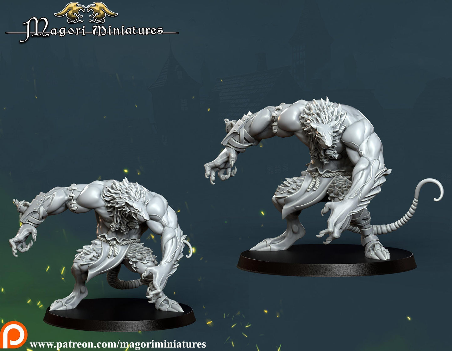 Rat Ogre Miniature, Magori Miniatures, Fantasy Wargame RPG
