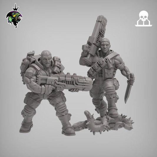 Spacenam Spacewelder Team, Sci-Fi Wargames Melta Gun Miniatures by Reptilian Overlords,  Imperial guard infantry regiment