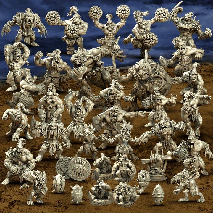 Savage Orcs by Punga Miniatures - Wargame Scale 3D Printed Miniature - Complete Set