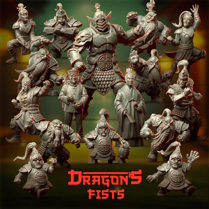 Dragon's Fists by Punga Miniatures - Wargame Scale 3D Printed Miniature - Support Team