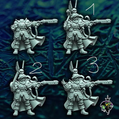Lazknecht Commander, Space Castellan Proxy, Sci-Fi Wargames Miniatures by Reptilian Overlords, Grimdark Guardsmen Character