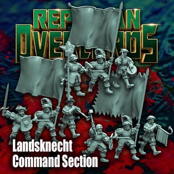 Imperial Landsknecht Greatswords Miniatures, Bits and Weapon Conversions by Reptilian Overlords, perfect for Fantasy Wargames