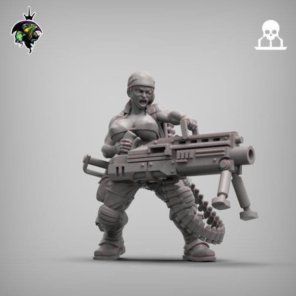 Sergeant Hawker, Female Guardsmen Character Proxy, Sci-Fi Wargames Miniatures by Reptilian Overlords