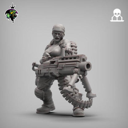 Sergeant Hawker, Female Guardsmen Character Proxy, Sci-Fi Wargames Miniatures by Reptilian Overlords