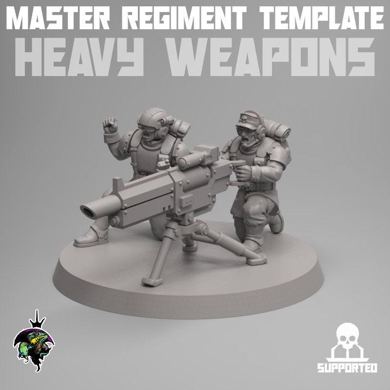 Master Regiment Template Heavy Weapons Team,  Jungle Fighter Miniatures by Reptilian Overlords