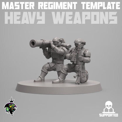 Master Regiment Template Heavy Weapons Team,  Jungle Fighter Miniatures by Reptilian Overlords