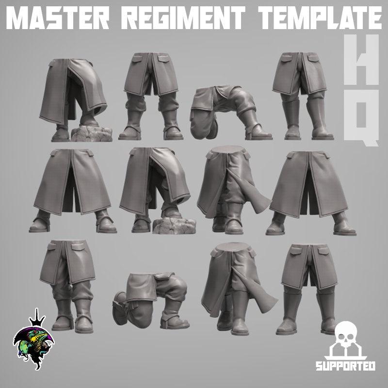 Modular Command Squad Master Regiment Template Base Set, Space Guardsmen Miniatures by Reptilian Overlords, Guard for Sci-Fi Wargames