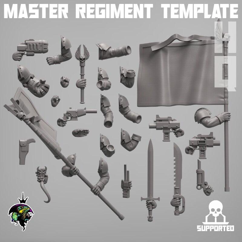 Modular Command Squad Master Regiment Template Base Set, Space Guardsmen Miniatures by Reptilian Overlords, Guard for Sci-Fi Wargames