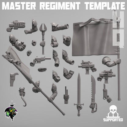 Modular Command Squad Master Regiment Template Base Set, Space Guardsmen Miniatures by Reptilian Overlords, Guard for Sci-Fi Wargames