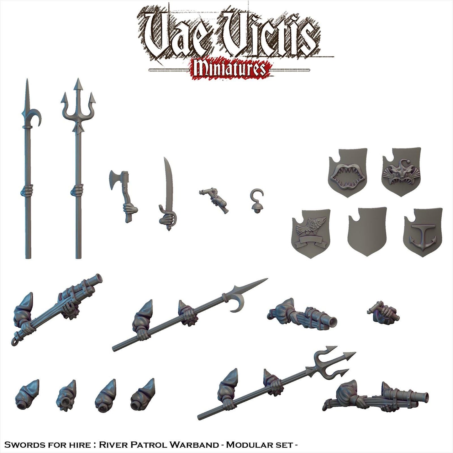 Modular Mercenary River Patrol Miniatures, Bits and Weapon Conversions Fantasy by Vae Victis, perfect for Fantasy tabletop Wargames