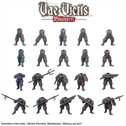 Modular Mercenary River Patrol Miniatures, Bits and Weapon Conversions Fantasy by Vae Victis, perfect for Fantasy tabletop Wargames