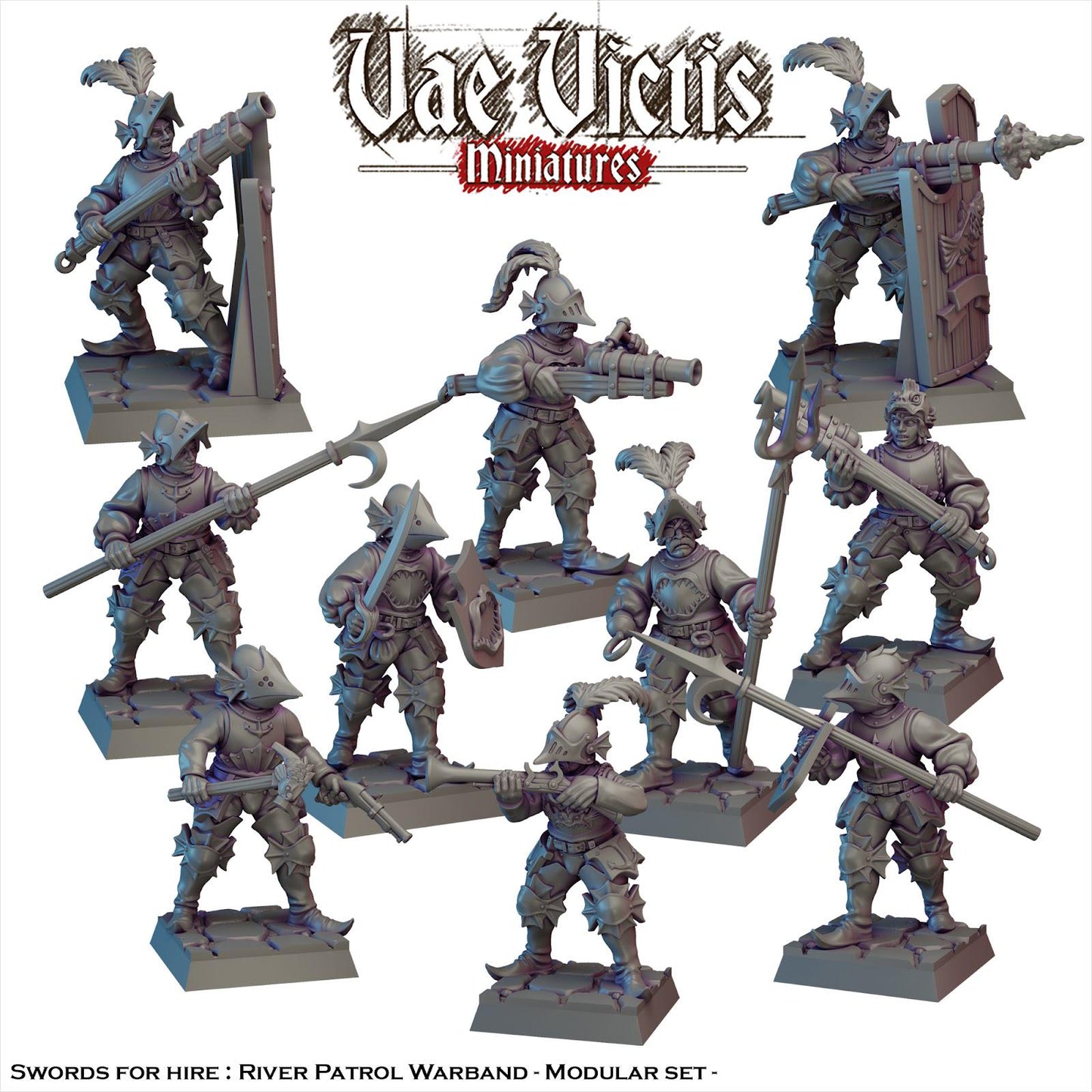 Modular Mercenary River Patrol Miniatures, Bits and Weapon Conversions Fantasy by Vae Victis, perfect for Fantasy tabletop Wargames