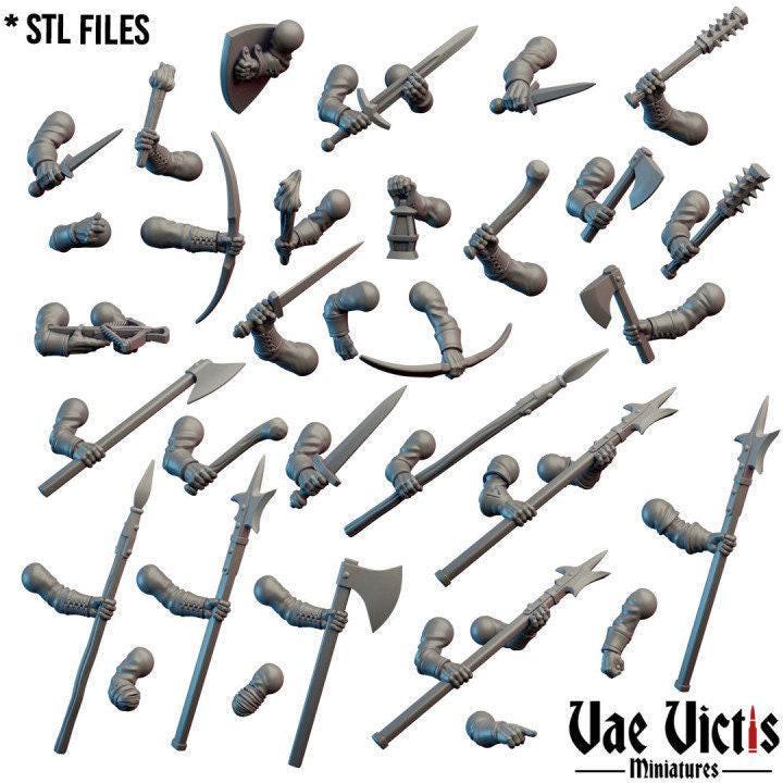 Weapons pack, Bits and Weapon Conversions Fantasy Miniatures by Vae Victis, perfect for Fantasy Wargames and Tabletop RPGs