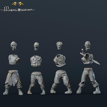 Undead Warband, Zombies and Dregs, Fantasy Skirmish Miniatures by Magori Miniatures, perfect for Fantasy Wargames and RPGs