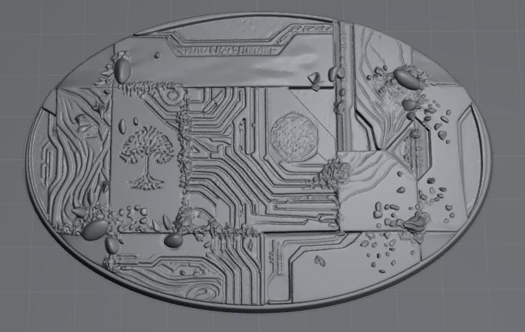 Futuristic temple base oval 105x70mm