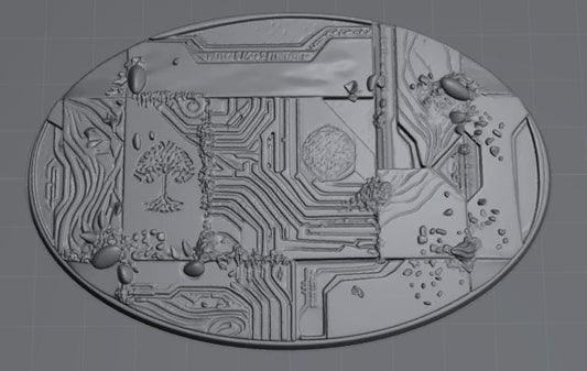 Futuristic temple base oval 105x70mm