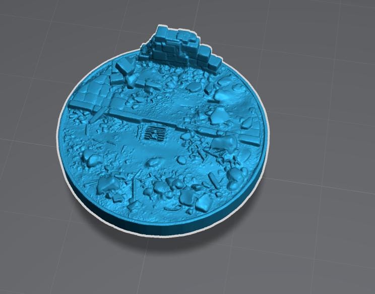 25mm Tabletop Base Destroyed City Wasteland Style